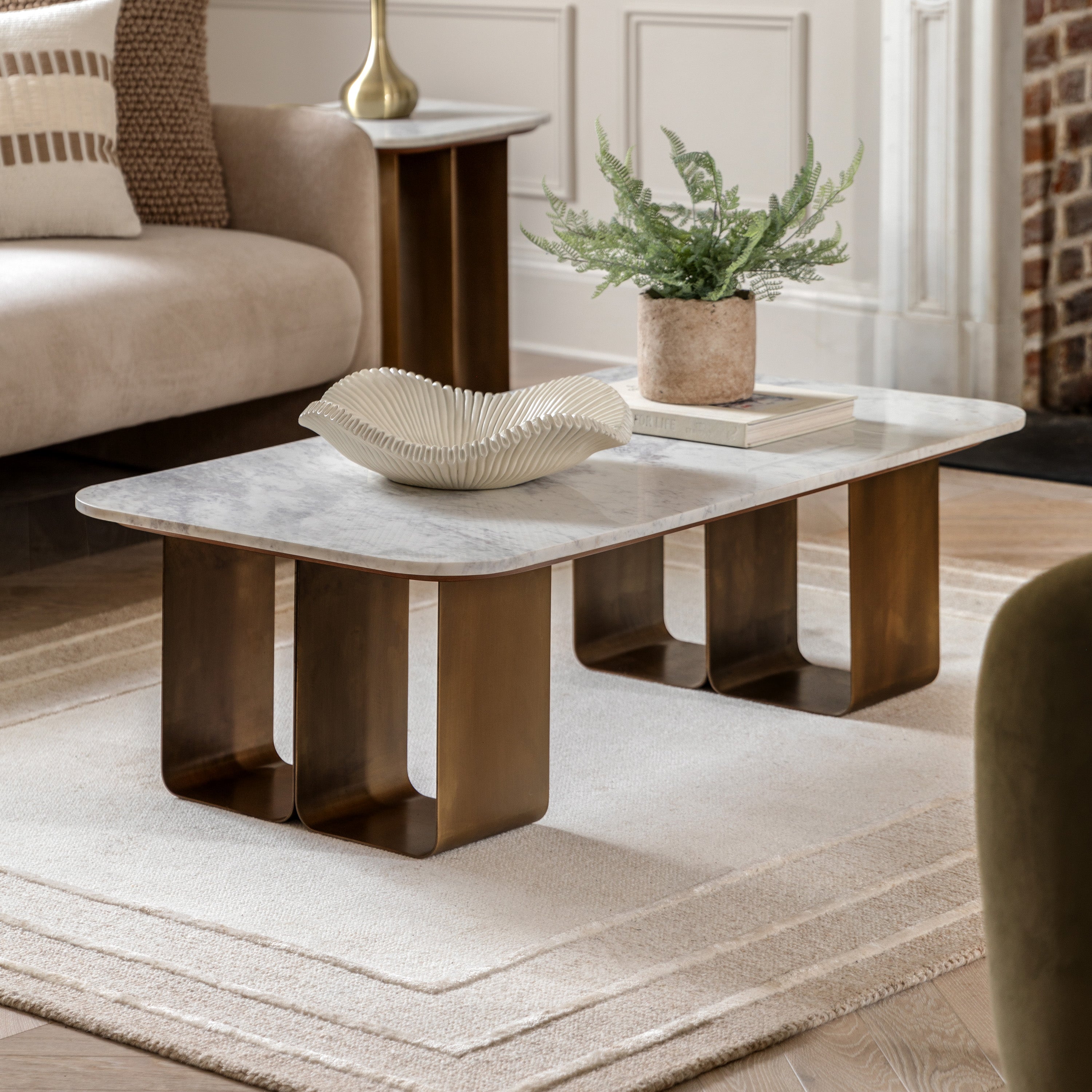 Adair White Stone Ridged Tray Dish